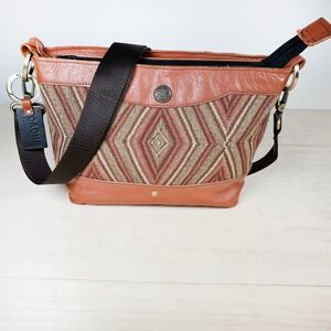 Concealed Carry Purse Southwestern Leather Woven Fabric Crossbody Bag NEW Tags